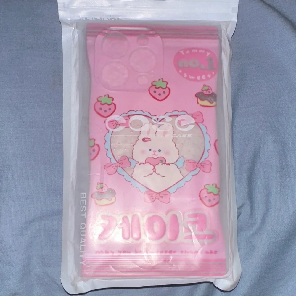 Pink Bunny Phone Case with Strawberry Design IPhone 14 Pro Max BNWT On The Case